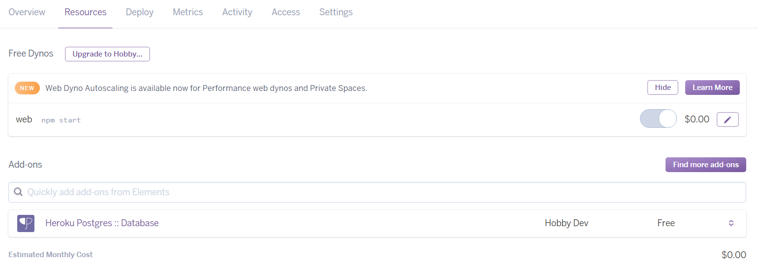 Heroku Resources - provisioning Postgres